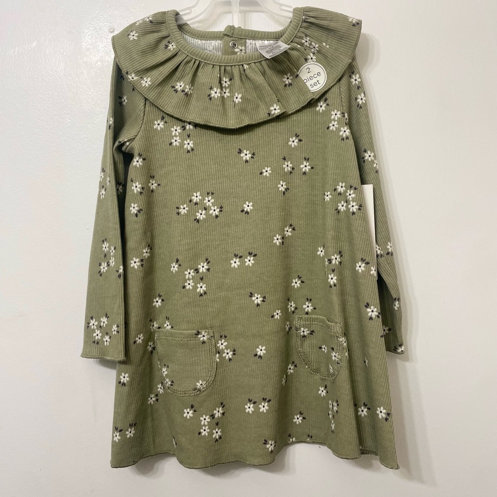 2-piece cute toddler green dress